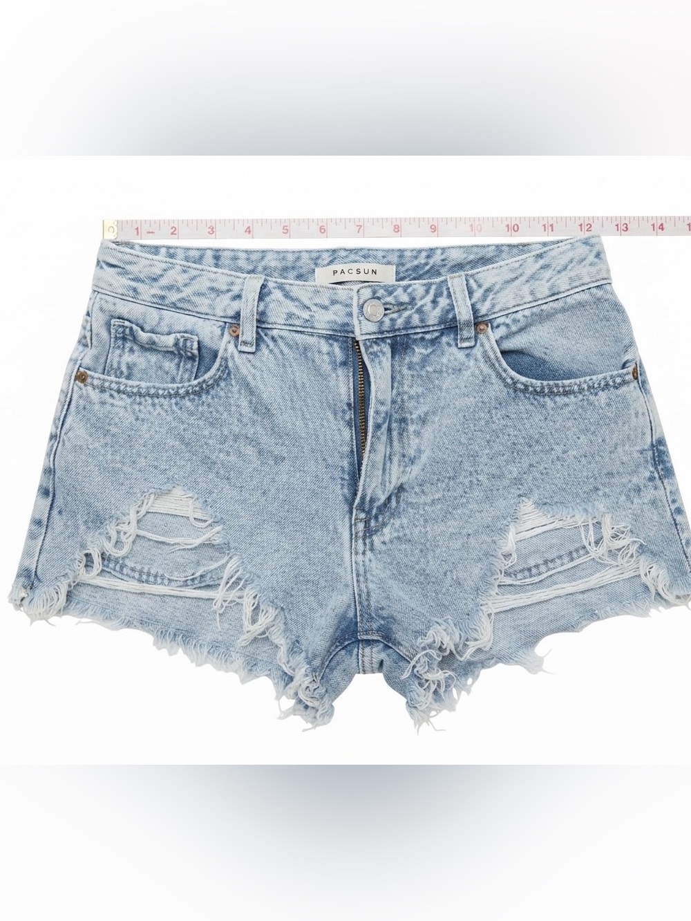PacSun Light Wash Distressed Denim Cutoff Shorts Size 27 Ripped High Rise